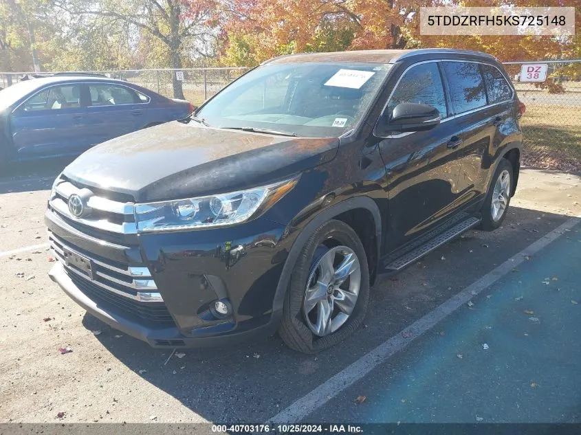 2019 Toyota Highlander Limited VIN: 5TDDZRFH5KS725148 Lot: 40703176