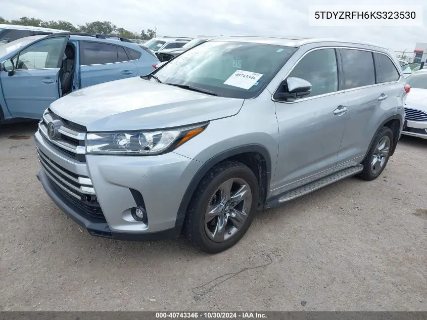 2019 Toyota Highlander Limited Platinum VIN: 5TDYZRFH6KS323530 Lot: 40743346