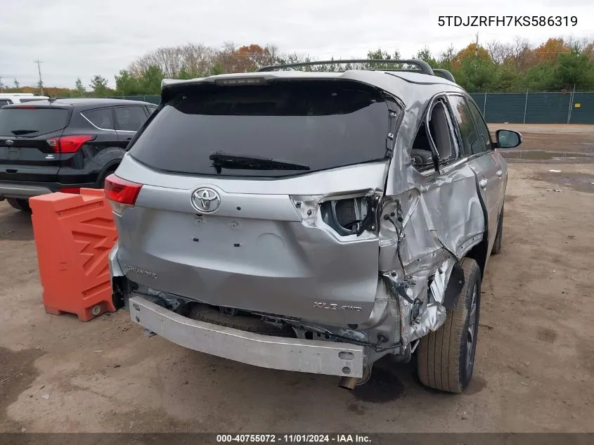 5TDJZRFH7KS586319 2019 Toyota Highlander Xle