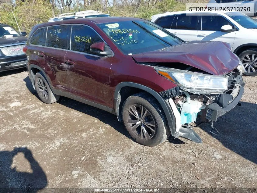 5TDBZRFH2KS713790 2019 Toyota Highlander Le