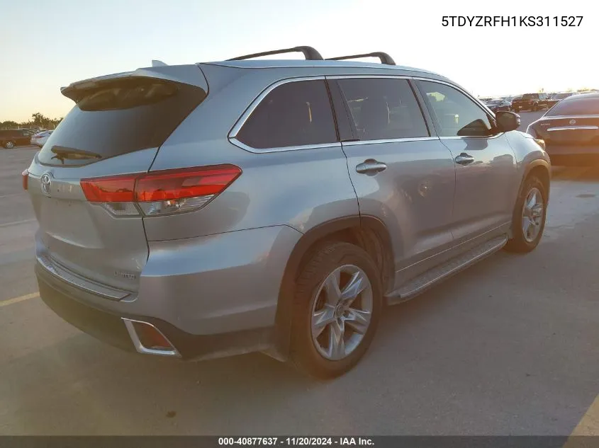 2019 Toyota Highlander Limited VIN: 5TDYZRFH1KS311527 Lot: 40877637