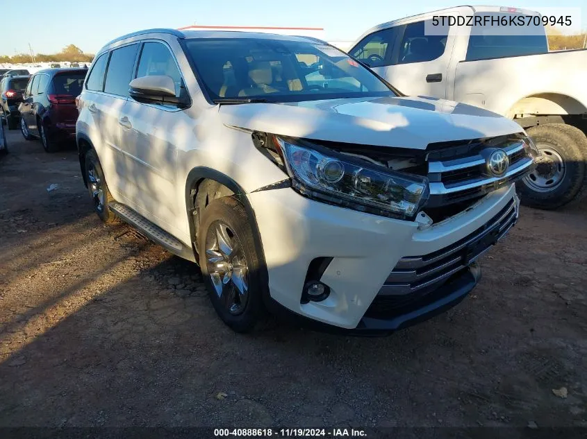 2019 Toyota Highlander Limited Platinum VIN: 5TDDZRFH6KS709945 Lot: 40888618