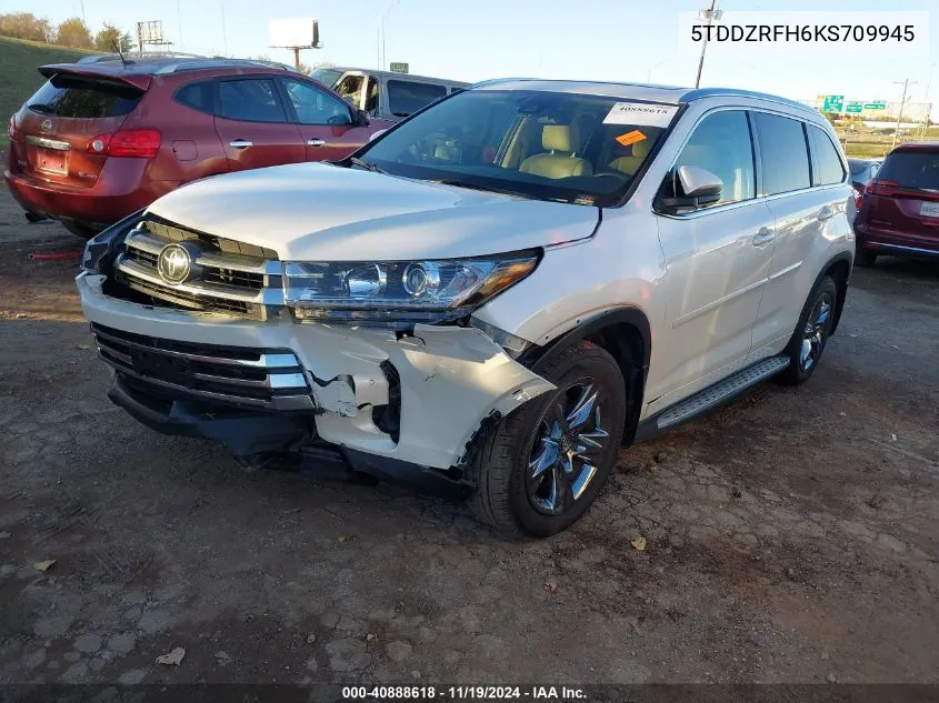 2019 Toyota Highlander Limited Platinum VIN: 5TDDZRFH6KS709945 Lot: 40888618