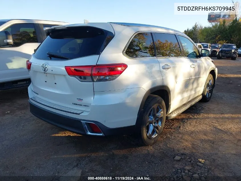 2019 Toyota Highlander Limited Platinum VIN: 5TDDZRFH6KS709945 Lot: 40888618