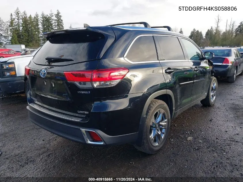 2019 Toyota Highlander Hybrid Limited Platinum VIN: 5TDDGRFH4KS058806 Lot: 40915665