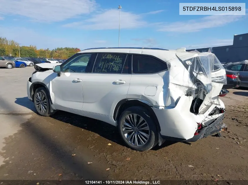 2020 Toyota Highlander Limited VIN: 5TDFZRBH4LS015898 Lot: 12104141