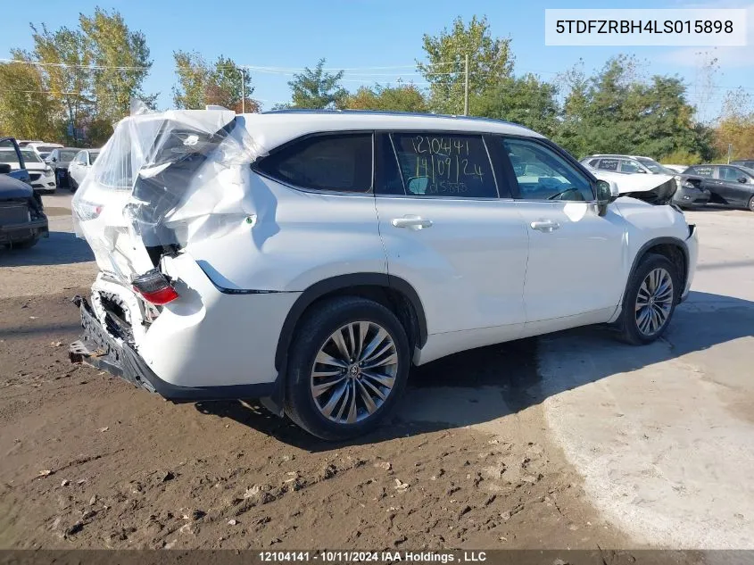 2020 Toyota Highlander Limited VIN: 5TDFZRBH4LS015898 Lot: 12104141