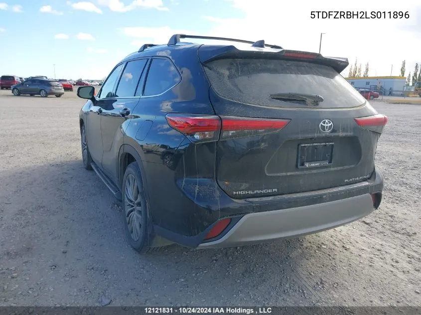 2020 Toyota Highlander Platinum VIN: 5TDFZRBH2LS011896 Lot: 12121831