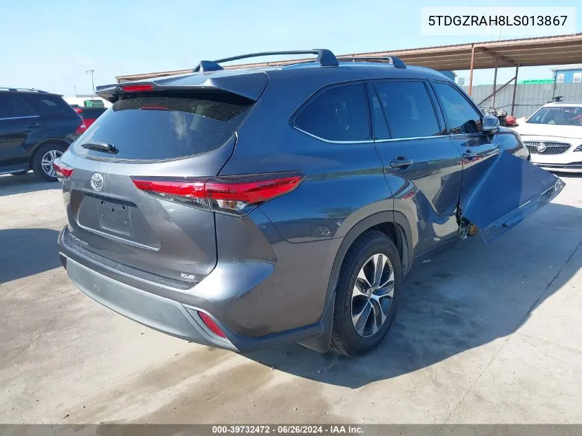 2020 Toyota Highlander Xle VIN: 5TDGZRAH8LS013867 Lot: 39732472