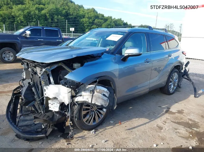 2020 Toyota Highlander Platinum VIN: 5TDFZRBH4LS047007 Lot: 39804033