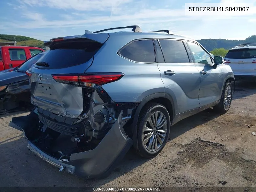 5TDFZRBH4LS047007 2020 Toyota Highlander Platinum