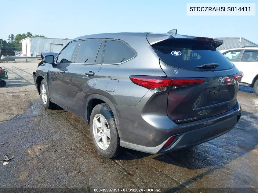 2020 Toyota Highlander L VIN: 5TDCZRAH5LS014411 Lot: 39997391