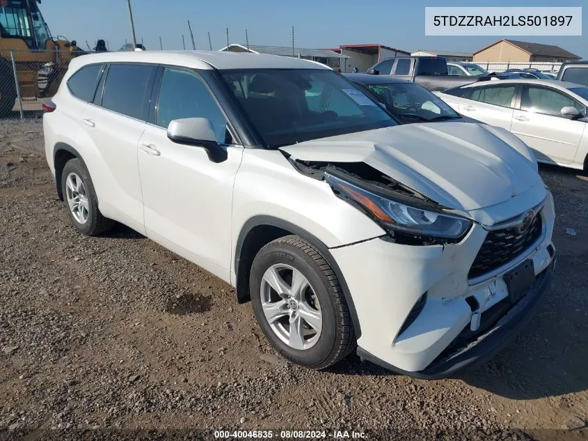 2020 Toyota Highlander Le VIN: 5TDZZRAH2LS501897 Lot: 40046835