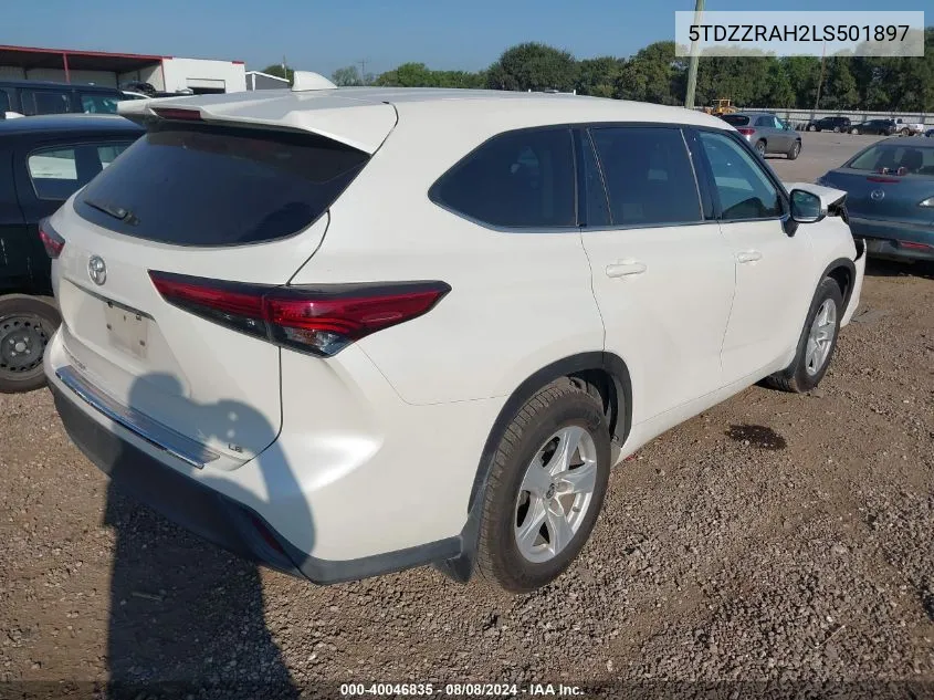 2020 Toyota Highlander Le VIN: 5TDZZRAH2LS501897 Lot: 40046835