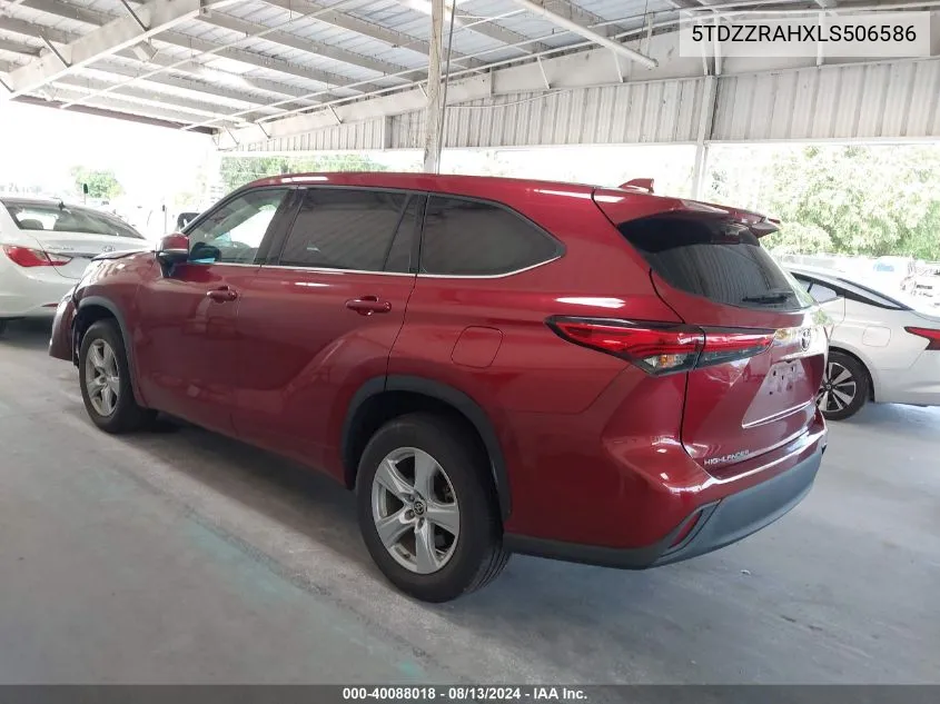 2020 Toyota Highlander L/Le VIN: 5TDZZRAHXLS506586 Lot: 40088018