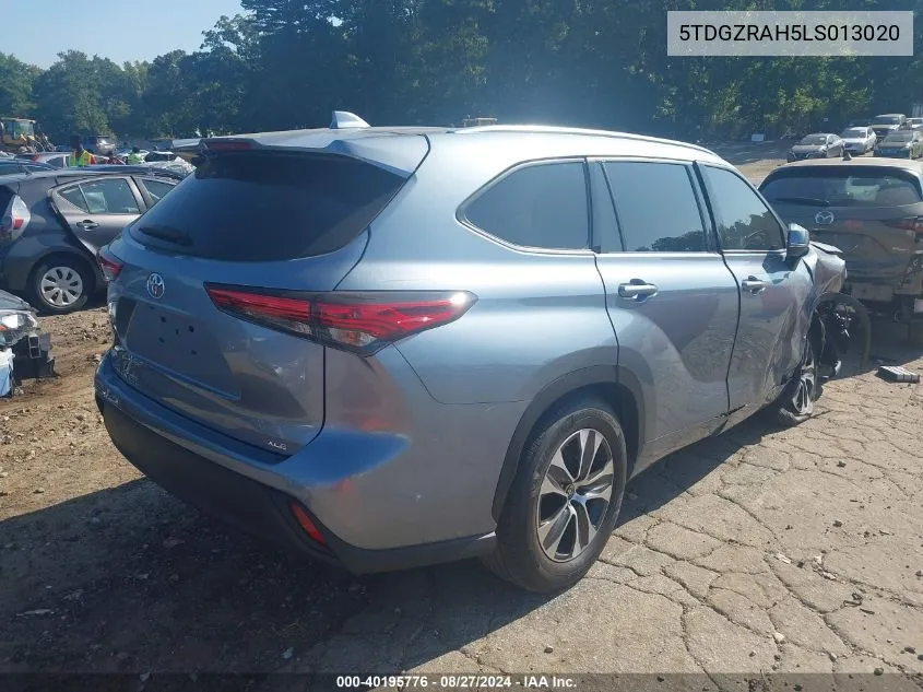 2020 Toyota Highlander Xle VIN: 5TDGZRAH5LS013020 Lot: 40195776