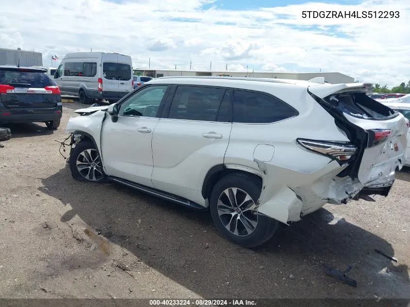 2020 Toyota Highlander Xle VIN: 5TDGZRAH4LS512293 Lot: 40233224