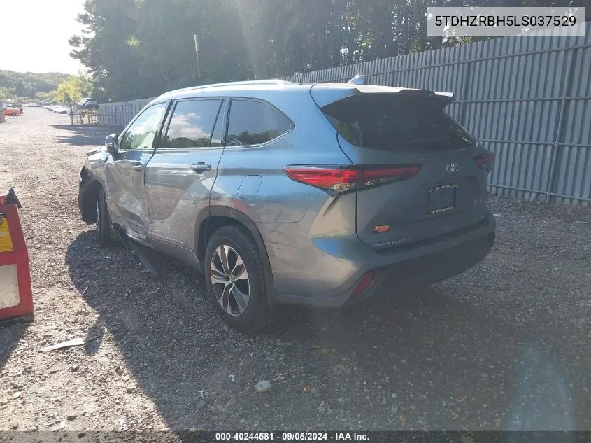 2020 Toyota Highlander Xle VIN: 5TDHZRBH5LS037529 Lot: 40244581