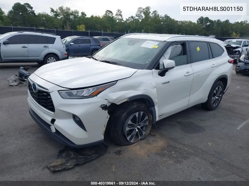 2020 Toyota Highlander Hybrid Xle VIN: 5TDHARAH8LS001150 Lot: 40319861