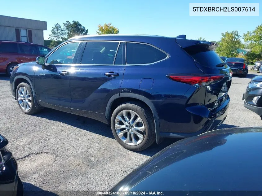 2020 Toyota Highlander Hybrid Limited VIN: 5TDXBRCH2LS007614 Lot: 40324185