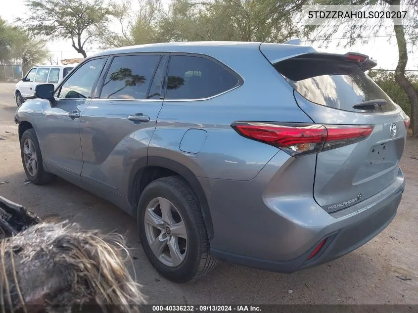 2020 Toyota Highlander Le VIN: 5TDZZRAH0LS020207 Lot: 40336232