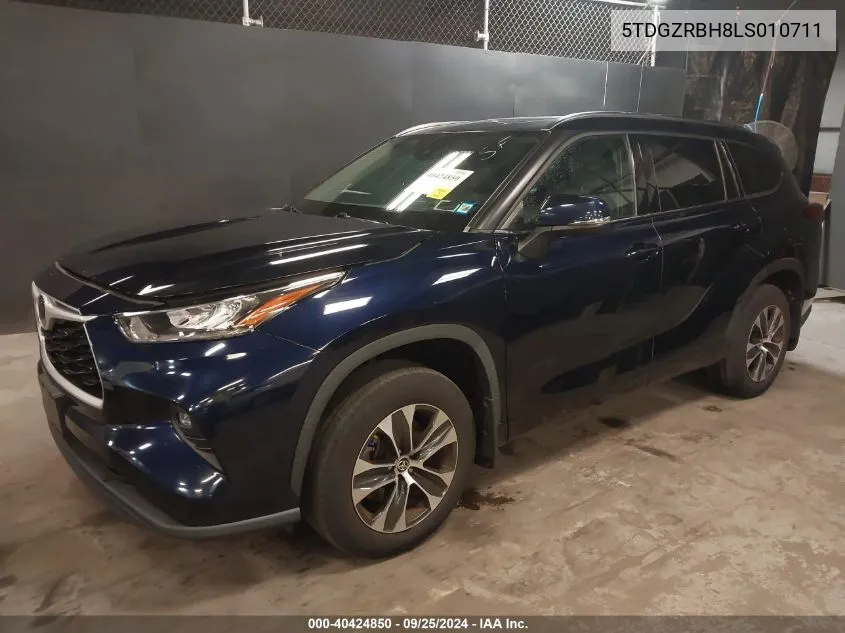 2020 Toyota Highlander Xle VIN: 5TDGZRBH8LS010711 Lot: 40424850