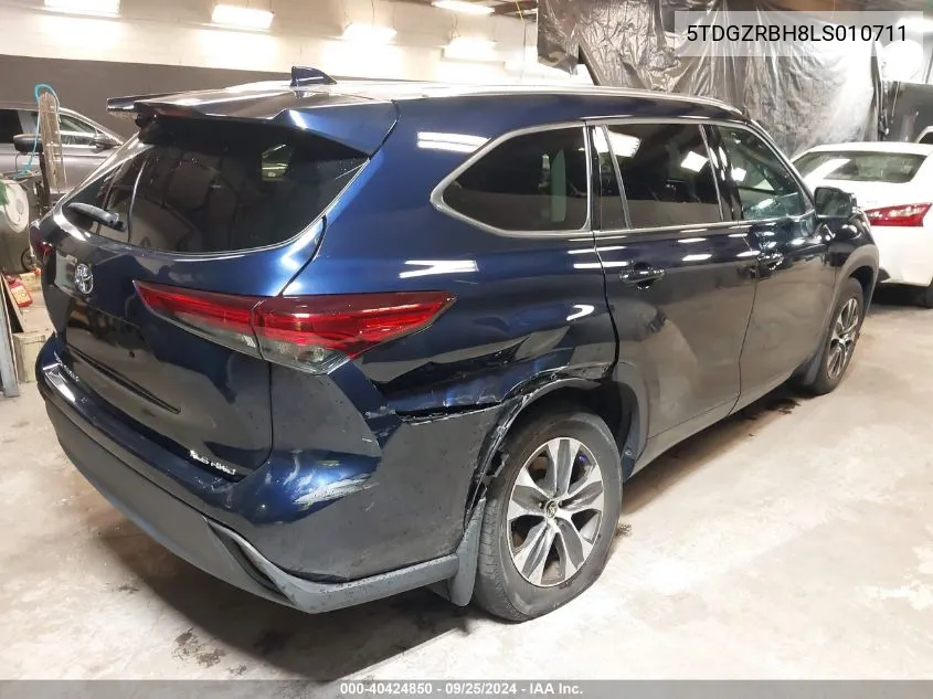 2020 Toyota Highlander Xle VIN: 5TDGZRBH8LS010711 Lot: 40424850