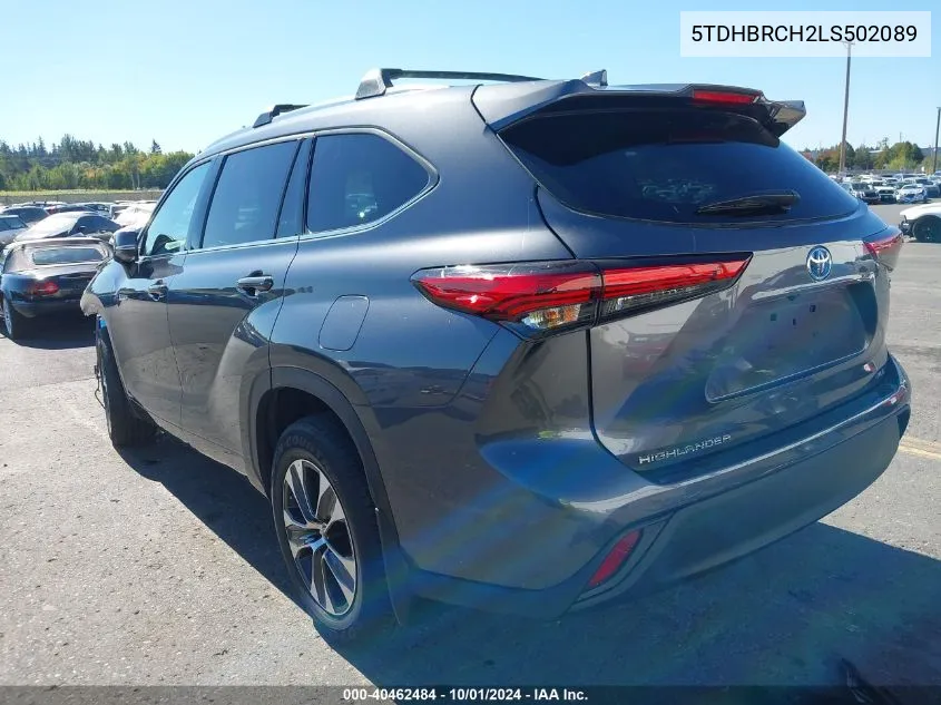 2020 Toyota Highlander Hybrid Xle VIN: 5TDHBRCH2LS502089 Lot: 40462484