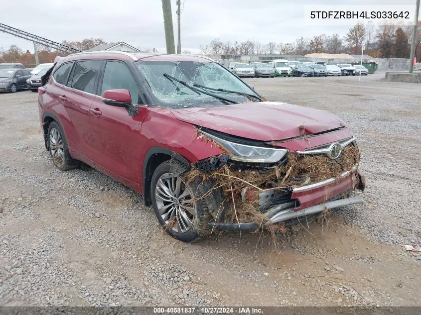 2020 Toyota Highlander Platinum VIN: 5TDFZRBH4LS033642 Lot: 40581837