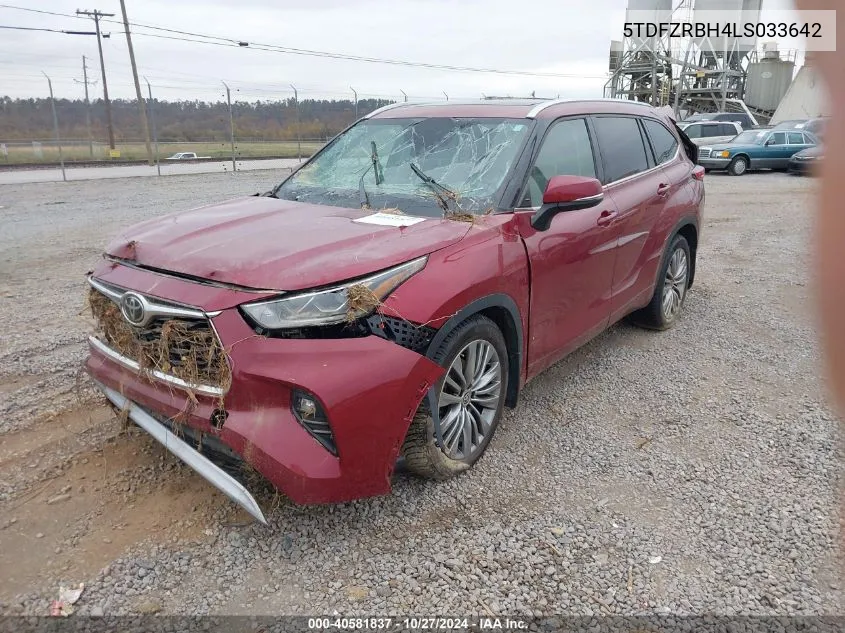 2020 Toyota Highlander Platinum VIN: 5TDFZRBH4LS033642 Lot: 40581837