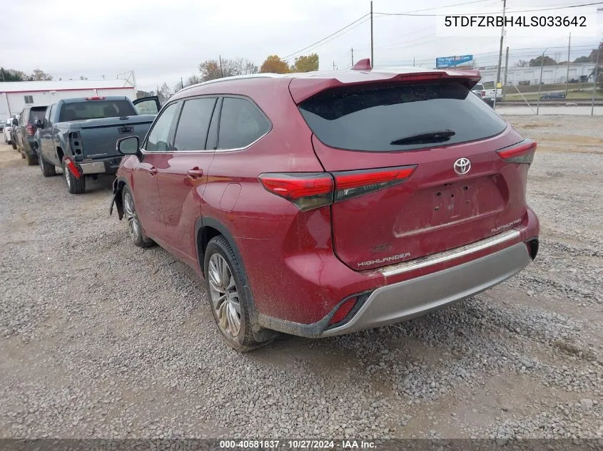 2020 Toyota Highlander Platinum VIN: 5TDFZRBH4LS033642 Lot: 40581837