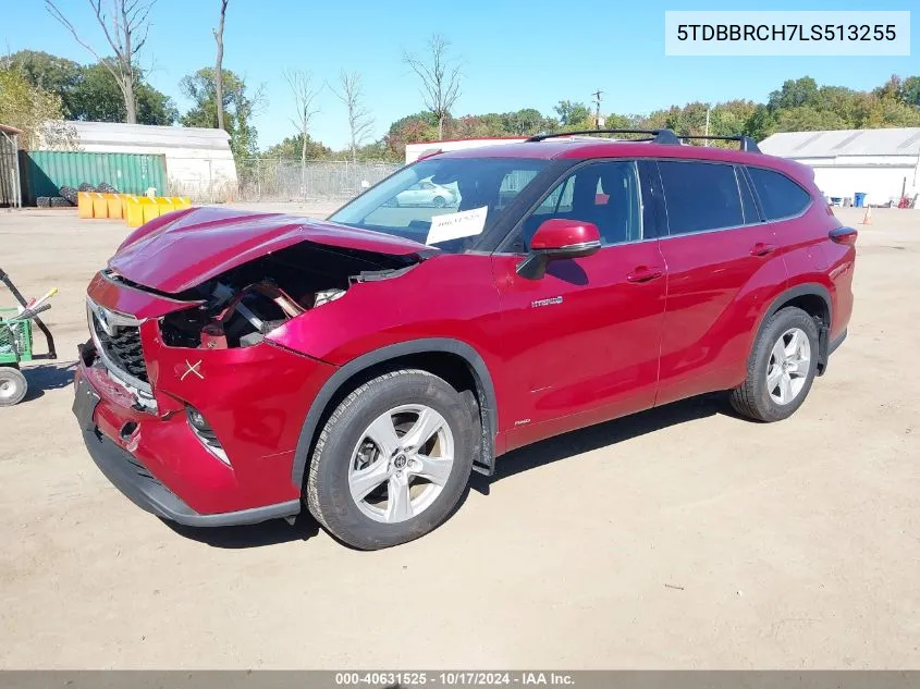 2020 Toyota Highlander Hybrid Le VIN: 5TDBBRCH7LS513255 Lot: 40631525