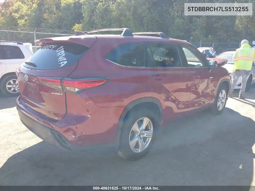 2020 Toyota Highlander Hybrid Le VIN: 5TDBBRCH7LS513255 Lot: 40631525