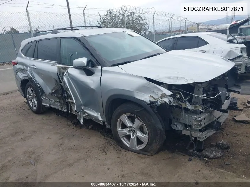 2020 Toyota Highlander L VIN: 5TDCZRAHXLS017871 Lot: 40634437