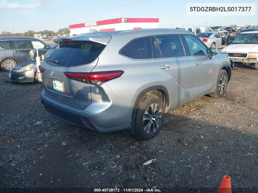 5TDGZRBH2LS017377 2020 Toyota Highlander Xle