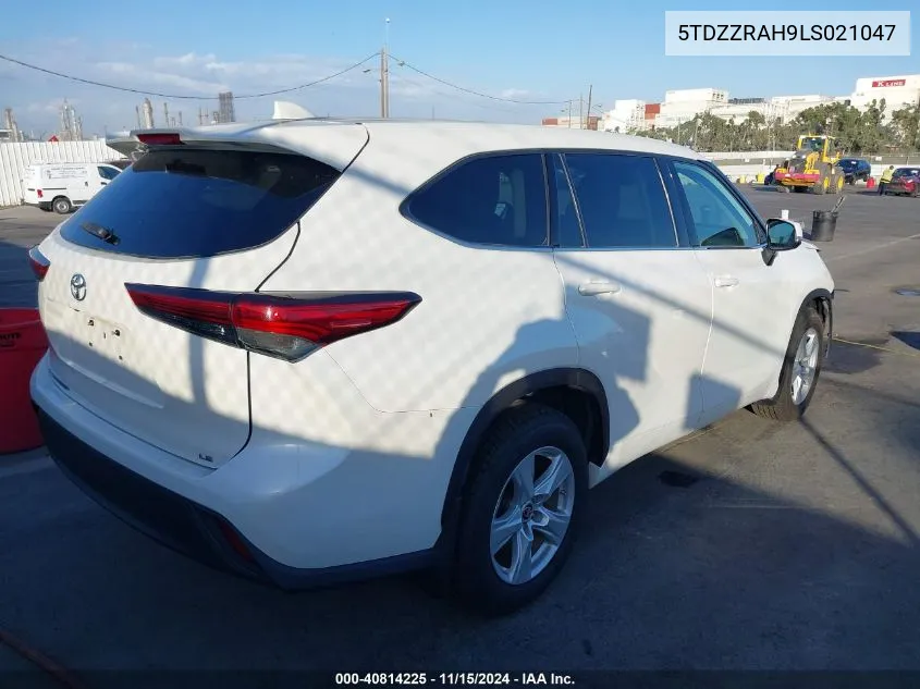 2020 Toyota Highlander Le VIN: 5TDZZRAH9LS021047 Lot: 40814225