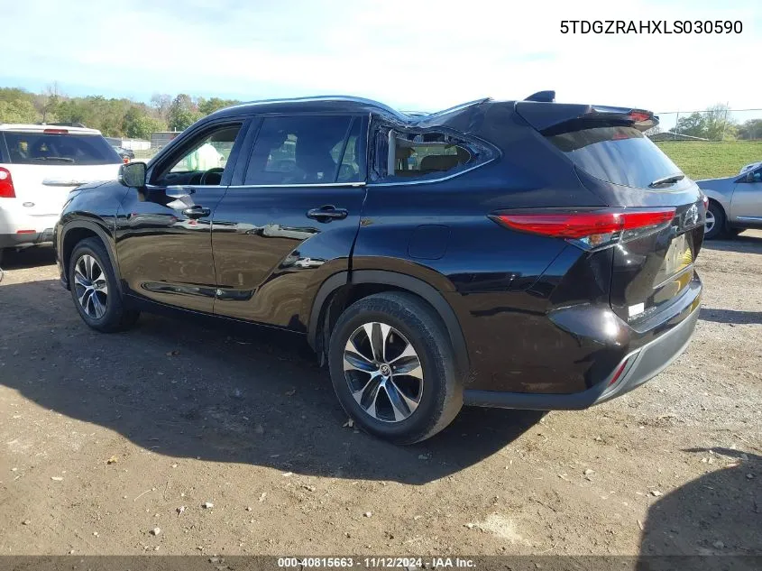 2020 Toyota Highlander Xle VIN: 5TDGZRAHXLS030590 Lot: 40815663