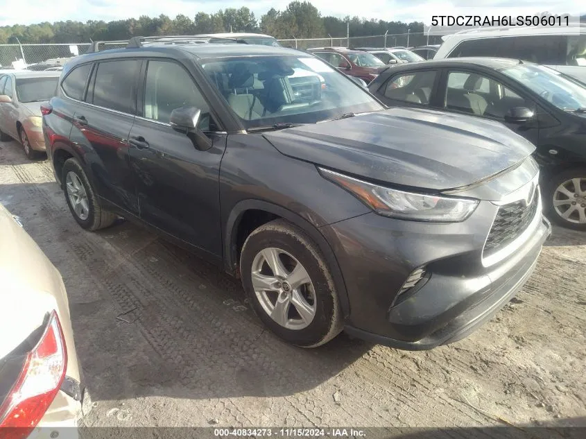 2020 Toyota Highlander L VIN: 5TDCZRAH6LS506011 Lot: 40834273