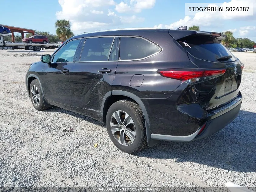 2020 Toyota Highlander Xle VIN: 5TDGZRBH6LS026387 Lot: 40834708