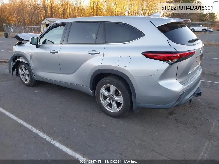 2020 Toyota Highlander Le VIN: 5TDBZRBH4LS018301 Lot: 40847476