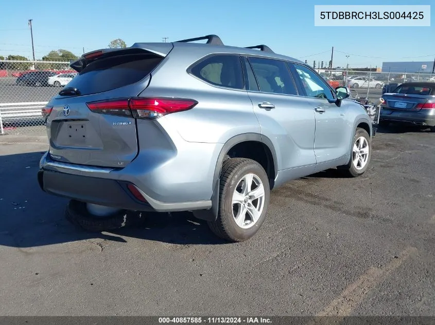 2020 Toyota Highlander Hybrid Le VIN: 5TDBBRCH3LS004425 Lot: 40857585