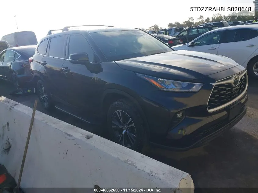 2020 Toyota Highlander Le VIN: 5TDZZRAH8LS020648 Lot: 40862650