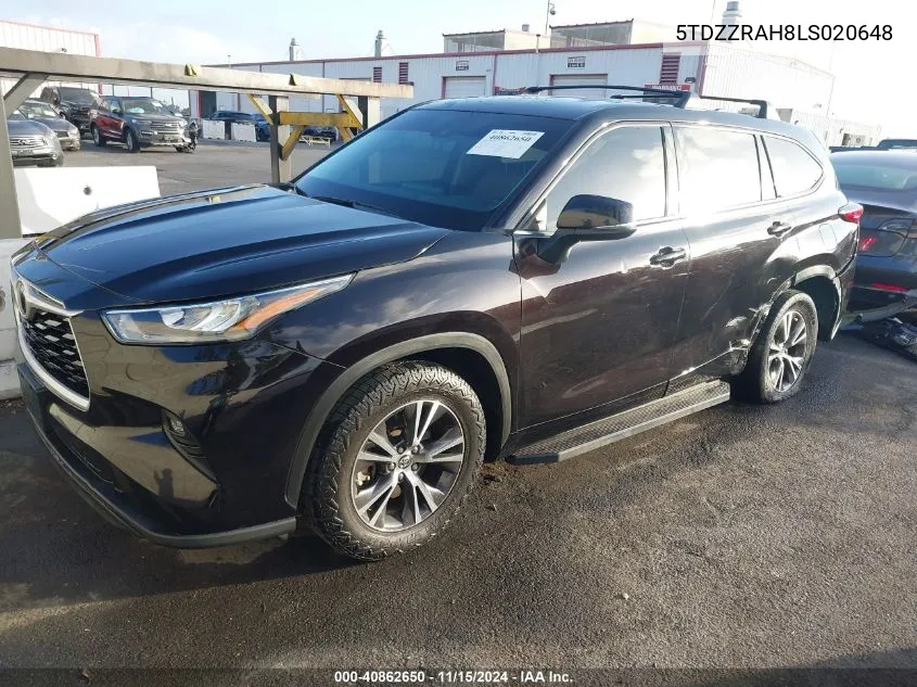 2020 Toyota Highlander Le VIN: 5TDZZRAH8LS020648 Lot: 40862650