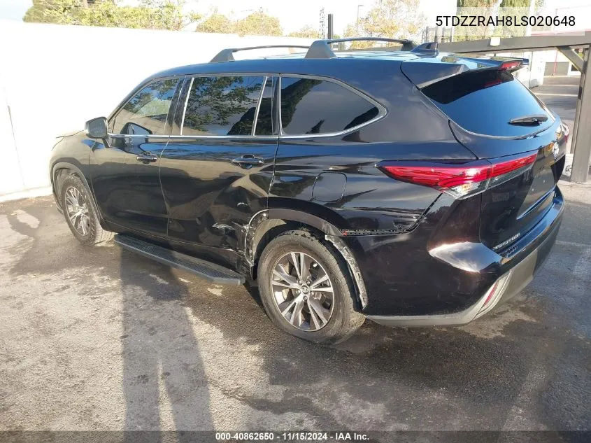 2020 Toyota Highlander Le VIN: 5TDZZRAH8LS020648 Lot: 40862650