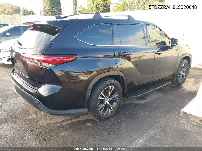 2020 Toyota Highlander Le VIN: 5TDZZRAH8LS020648 Lot: 40862650