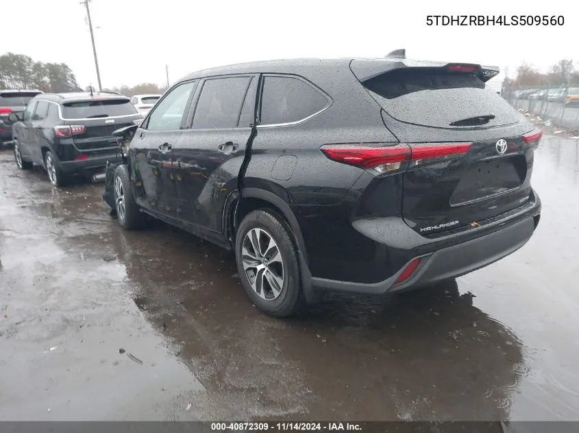 2020 Toyota Highlander Xle VIN: 5TDHZRBH4LS509560 Lot: 40872309