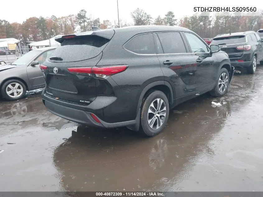 2020 Toyota Highlander Xle VIN: 5TDHZRBH4LS509560 Lot: 40872309