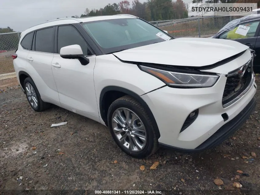 2020 Toyota Highlander Limited VIN: 5TDYZRAH0LS009431 Lot: 40881341