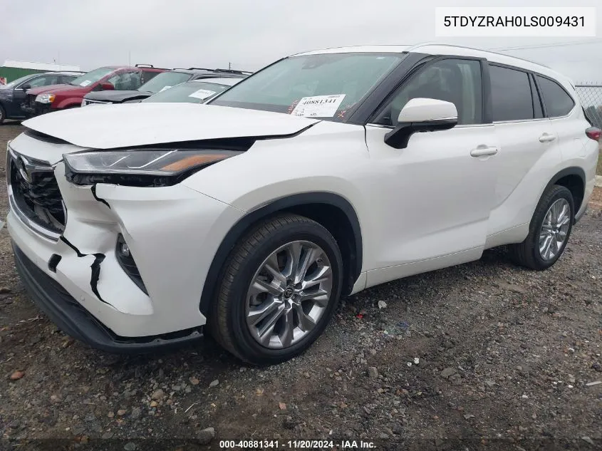 2020 Toyota Highlander Limited VIN: 5TDYZRAH0LS009431 Lot: 40881341