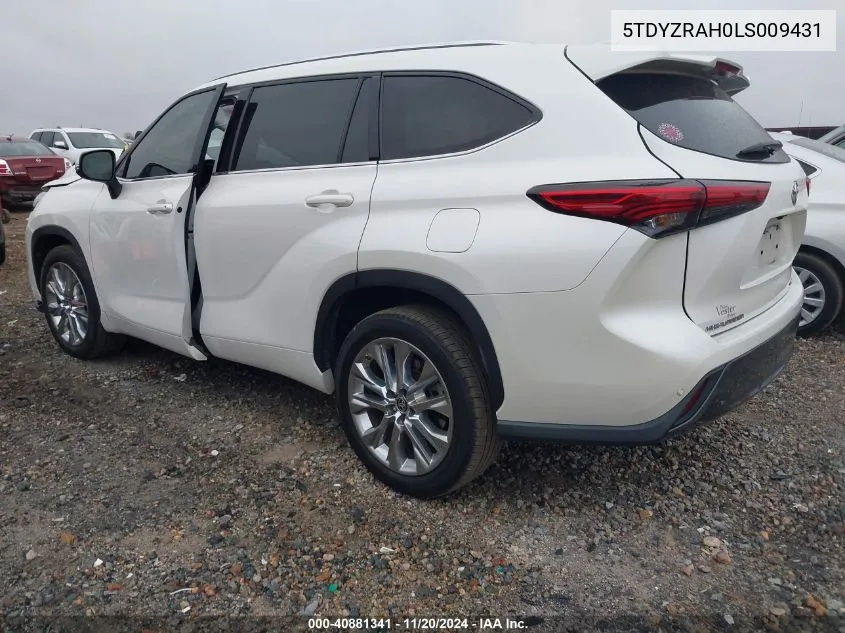 2020 Toyota Highlander Limited VIN: 5TDYZRAH0LS009431 Lot: 40881341